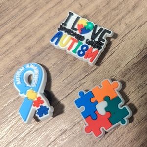Set of 3 Autism awareness croc charms
